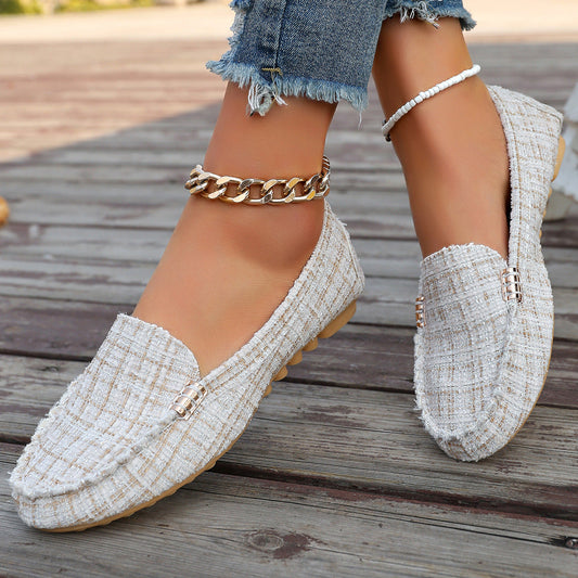 Loafers med lapptäcke i leopardmönster för dam