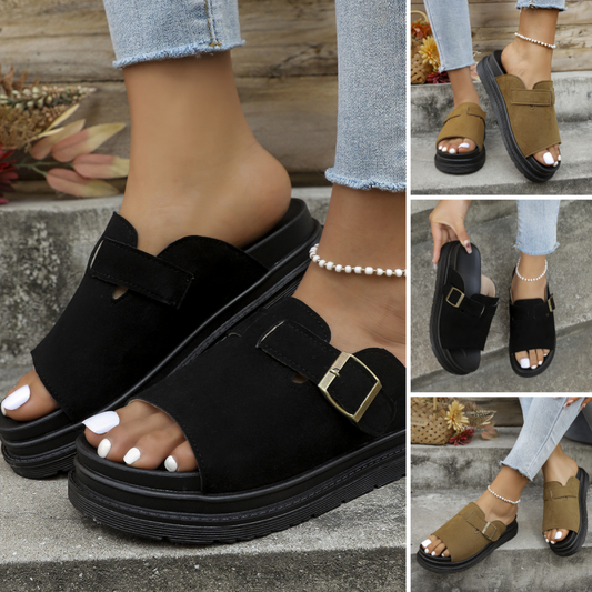 Damtofflor med tjock sula Vintage Fotvalvsstöd sandaler
