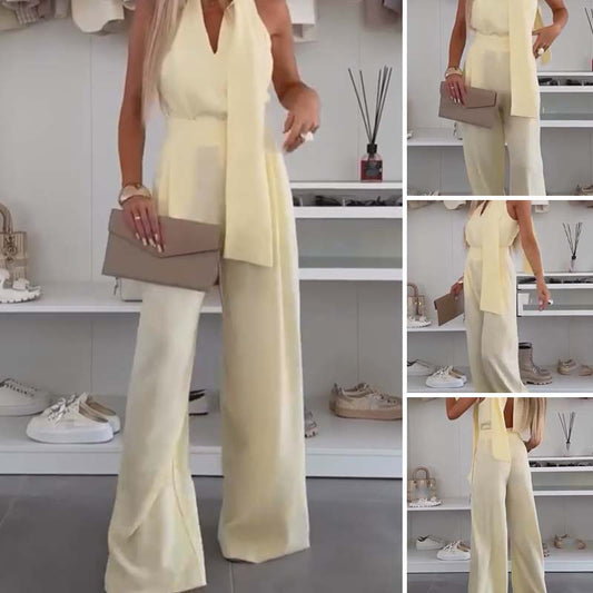 Ärmlös jumpsuit med vida ben för kvinnor