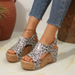 Fotvalvsstöd sandaler Wedge Leopard för kvinnor