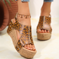 Fotvalvsstöd sandaler Wedge Leopard för kvinnor