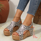 Fotvalvsstöd sandaler Wedge Leopard för kvinnor