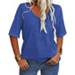 Enfärgad V-ringad T-shirt för dam