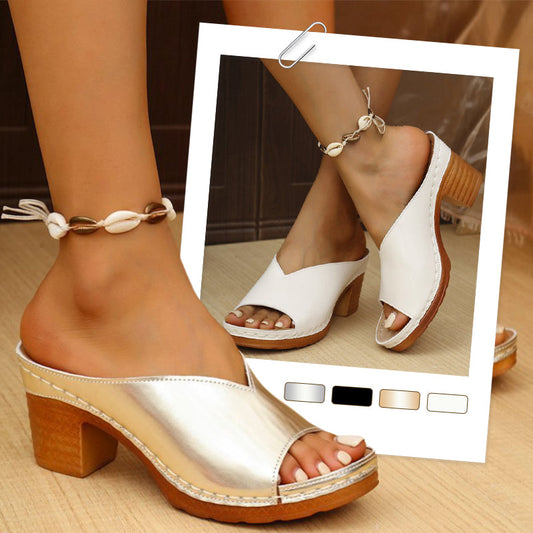 🌸Sommar Hot Sale 50%OFF🌸Fotvalvsstöd sandaler för kvinnor med blockklack