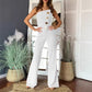 Ärmlös Jumpsuit med Knappdekoration och Vida Ben