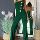 Ärmlös Jumpsuit med Knappdekoration och Vida Ben