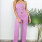 Ärmlös Jumpsuit med Knappdekoration och Vida Ben