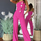 Ärmlös Jumpsuit med Knappdekoration och Vida Ben