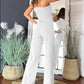 Ärmlös Jumpsuit med Knappdekoration och Vida Ben