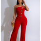 Ärmlös Jumpsuit med Knappdekoration och Vida Ben