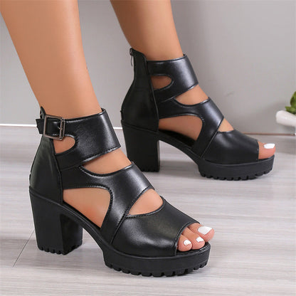 Sandaler med peep-tå och hög klack för kvinnor Booties