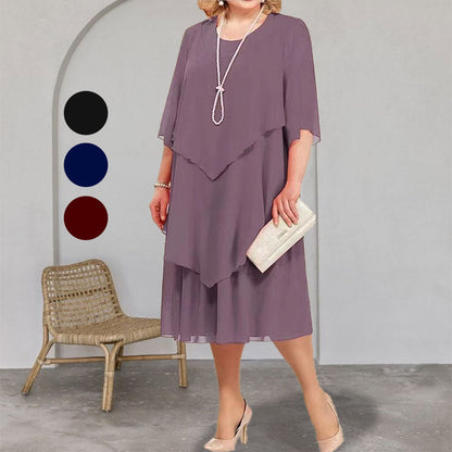 👗Begränsad tid 50% rabatt🥰Midiklänning i stor storlek i flera lager