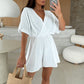 ☀️ Sommarförsäljning 49% rabatt ☀️  Flödande och elegant bomull linne v-ringad topp jumpsuit shorts