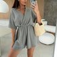☀️ Sommarförsäljning 49% rabatt ☀️  Flödande och elegant bomull linne v-ringad topp jumpsuit shorts