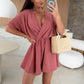 ☀️ Sommarförsäljning 49% rabatt ☀️  Flödande och elegant bomull linne v-ringad topp jumpsuit shorts