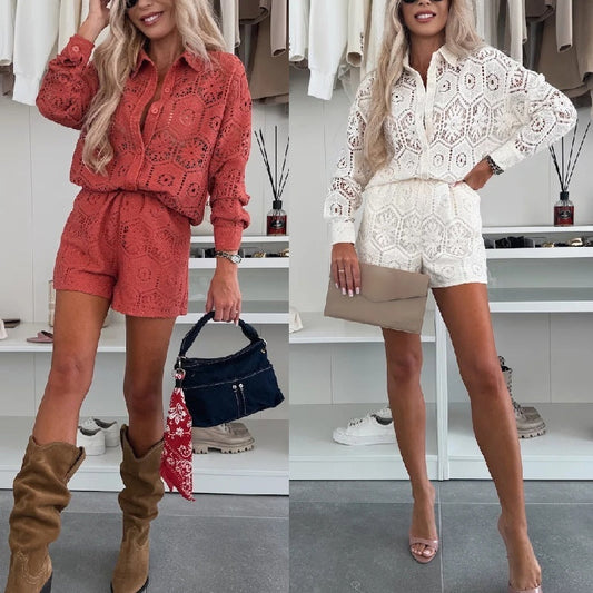 💖Limiterad försäljning 50% rabatt💖Elegant spetsskjortset