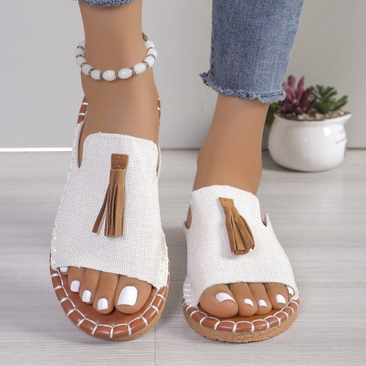 🔥Sista dagars rea 50% rabatt🔥 - Comfort Fringe Flat Ortopedi Sandals för kvinnor