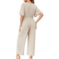 Elegant V-ringad jumpsuit med vida ben och knytband i midjan för kvinnor