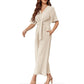 Elegant V-ringad jumpsuit med vida ben och knytband i midjan för kvinnor