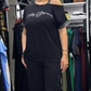 Loose Fit Off Shoulder T-Shirt & Byxor med vida ben Set