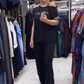 Loose Fit Off Shoulder T-Shirt & Byxor med vida ben Set
