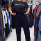 Loose Fit Off Shoulder T-Shirt & Byxor med vida ben Set
