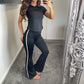 🏙️【Stadsmodernt Dam Sportset med Rund Hals & Figurnära Design】👗