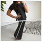 🏙️【Stadsmodernt Dam Sportset med Rund Hals & Figurnära Design】👗