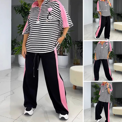 💗Trendy randig topp och byxor för kvinnor (2-delad uppsättning)