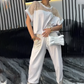 Crop Top med utskärning & 3/4-långa byxor Tvådelat set