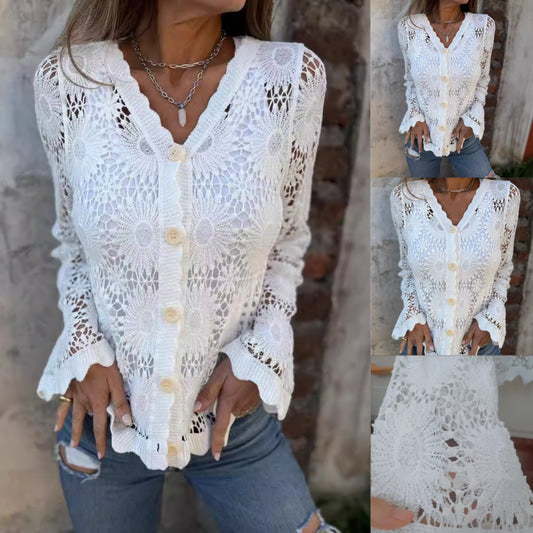 🌸Sale 50% rabatt på långarmad topp med V-ringning från Lace for Women