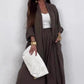 Dam Casual Cardigan Byxor med vida ben 2 delar Set