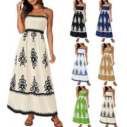 Spaghettirem blommig Maxi Sundress