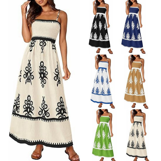 Spaghettirem blommig Maxi Sundress