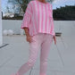 Colorblock randig topp & tighta byxor Set