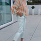 Colorblock randig topp & tighta byxor Set