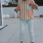 Colorblock randig topp & tighta byxor Set