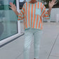 Colorblock randig topp & tighta byxor Set