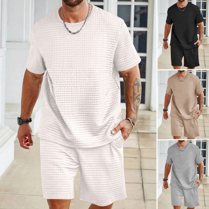 🔥Enfärgad träningsoverall för herrar - T-shirt + shorts (2-delat set)