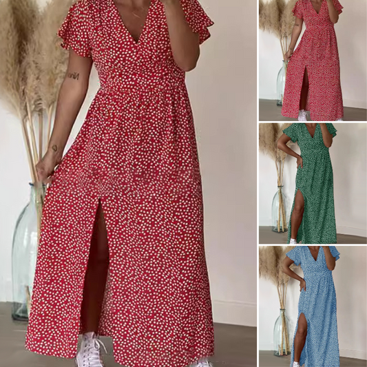 Sexig maxiklänning för kvinnor med sidoslitsar