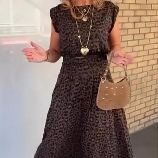 Set med topp och kjol i leopardmönster för kvinnor