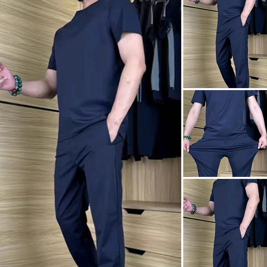🔥Casual sportkostym för män med stretch i issilke✨