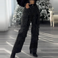 💎Diamantbesatta Dam Wideleg Byxor med Fickor | Ljus och Stil ✨