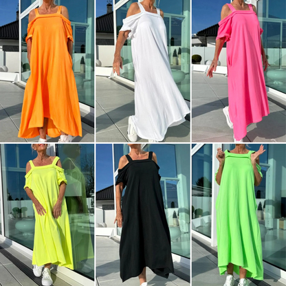 Maxiklänning med Kala Axlar för Kvinnor 👗✨ - Perfekt för En Trendig och Elegant Look!