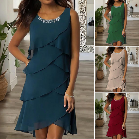 ⏳Tidsbegränsad Special⏰Moderna Casual Rhinestone ärmlös klänning