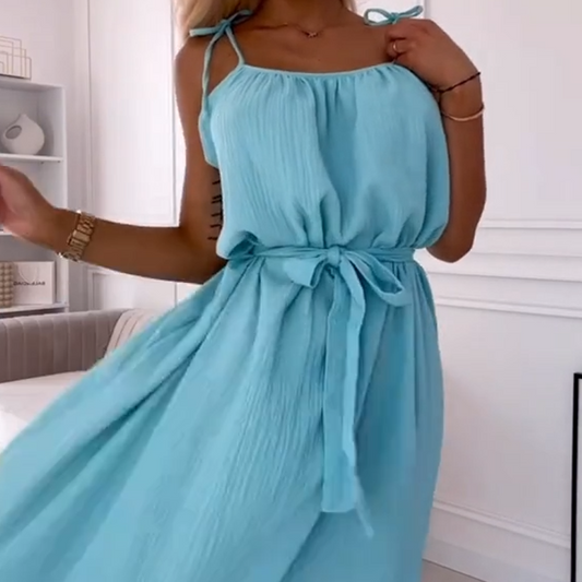 💕Enfärgad klänning med lös passform för kvinnor💕