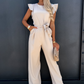 Ärmlös jumpsuit med hög midja och bälte