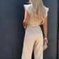 Ärmlös jumpsuit med hög midja och bälte