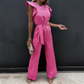 Ärmlös jumpsuit med hög midja och bälte