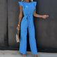 Ärmlös jumpsuit med hög midja och bälte